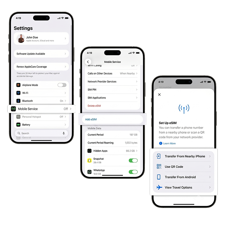 Activating a Travinger eSIM on a phone after landing